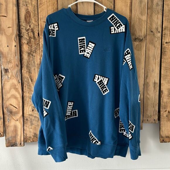 Nike Men's Sportswear Sport Essential French Terry Crew Sweatshirt Blue Sz‎ XXL - Picture 1 of 10